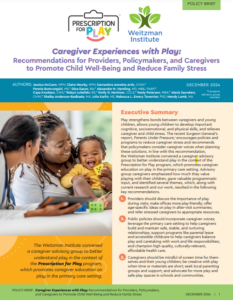 Cover of the Caregiver Experiences with Play report